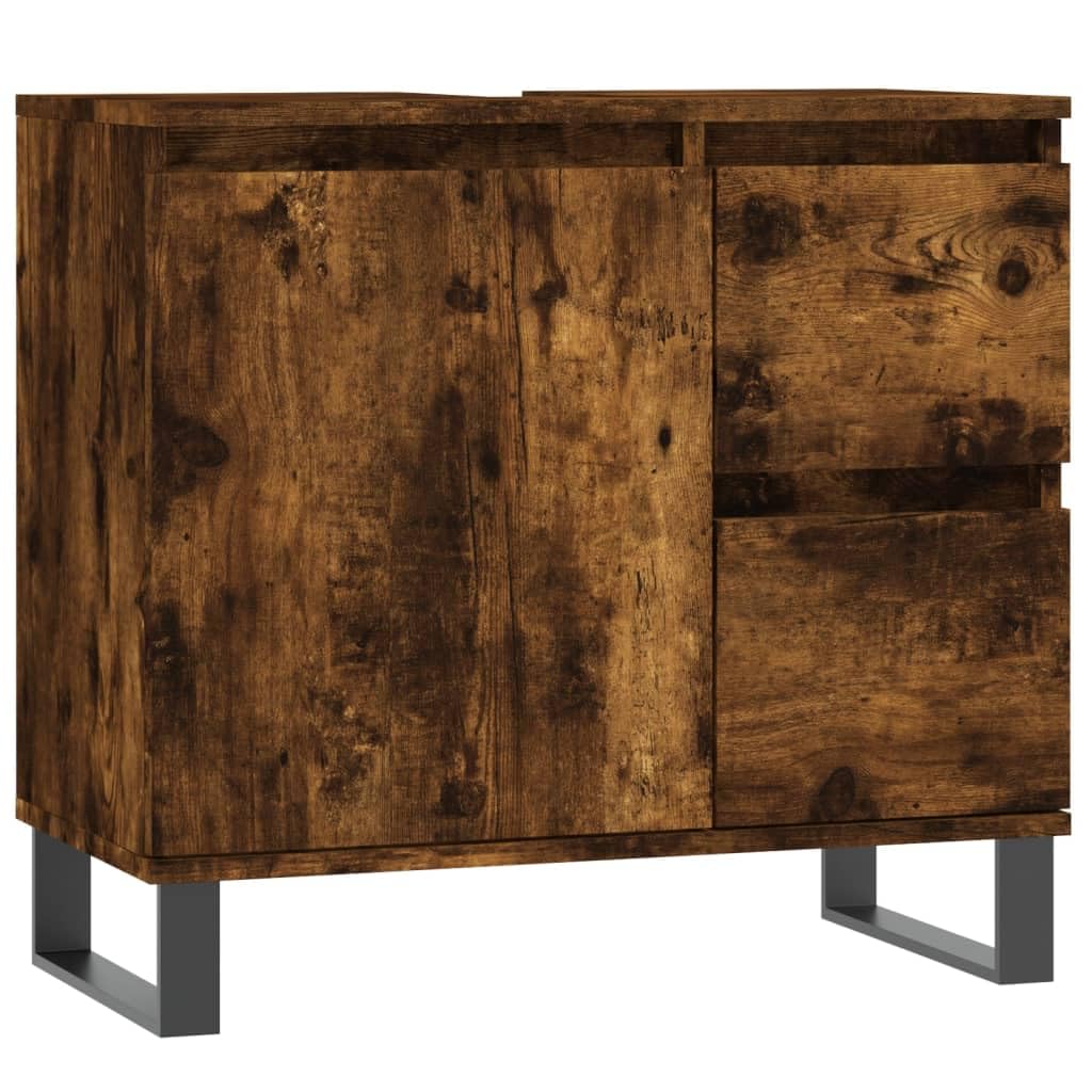 Szafka łazienkowa, dąb wędzony, 65 x 33 x 60 cm, materiał drewnopochodny, szafka łazienkowa, meble łazienkowe, szafka łazienkowa