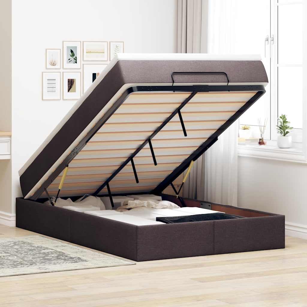 Letto a pouf marrone scuro, 120 x 200 cm, con molle insacchettate, materasso idraulico, comfort per camera dei ragazzi, camera degli ospiti