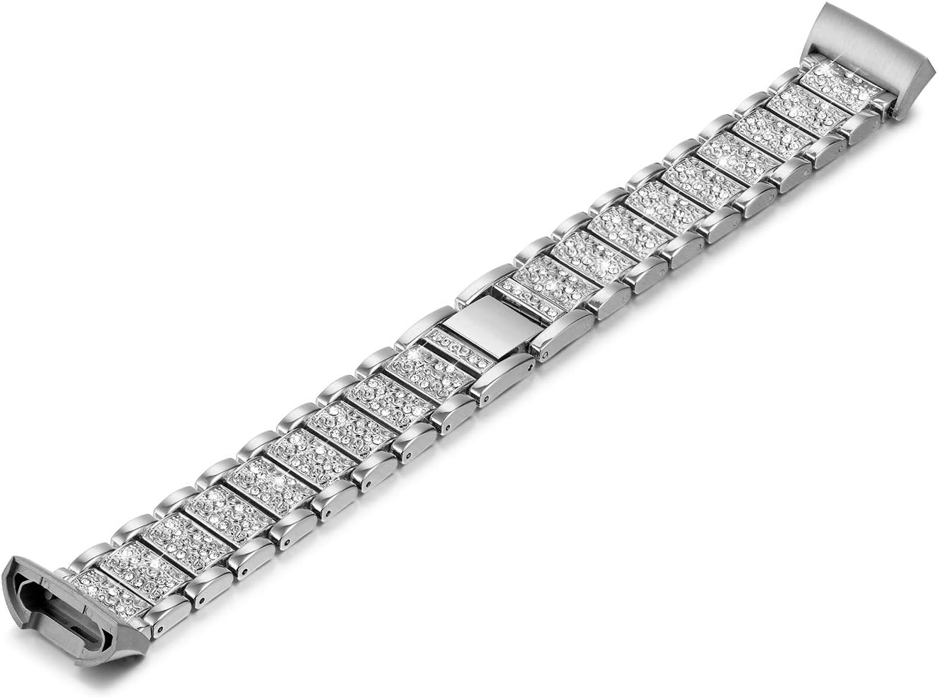 SHANGPULE Bling Bands Compatible with Fitbit Charge 4 / Charge 3 / Charge 3 SE bands, Replacement Strap with Rhinestone Bracelet Wrist Band Accessories Women Man Large Small(Silver)