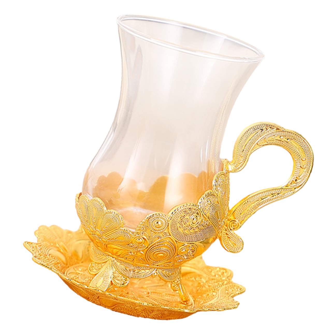 Tasses à café avec soucoupes et verres à thé transparents HEMOTON pour service élégant