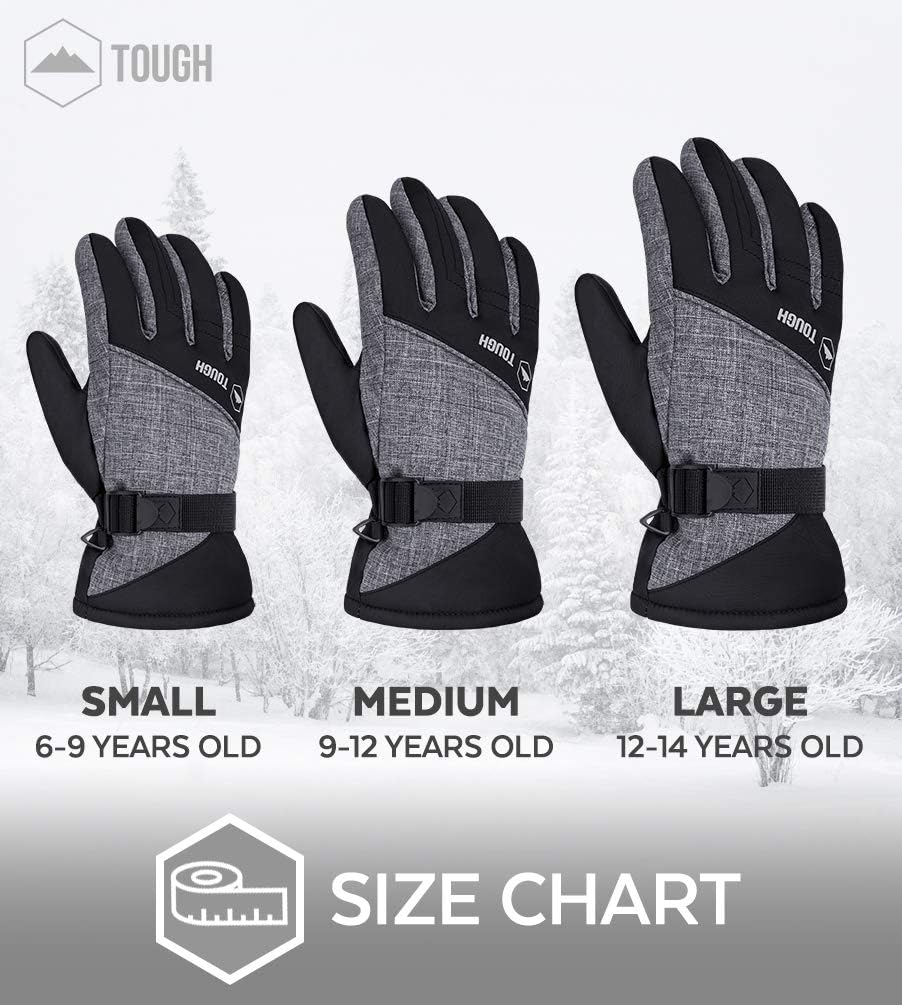 Kids Winter Gloves - Snow & Ski Waterproof Youth Gloves for Boys & Girls - Insulated for Cold Weather Outdoor Play, Skiing & Snowboarding - with Windproof Thermal Shell & Synthetic Leather Palm : Clothing, Shoes & Jewelry