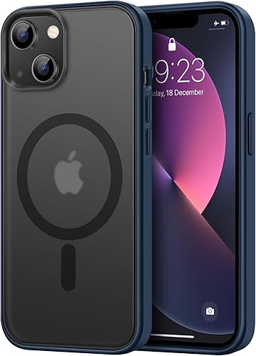 Miniatura 1 de TENDLIN Funda magnética compatible con iPhone 13 Mini compatible con MagSafe translúcida mate parte trasera dura con parachoques de silicona suave,