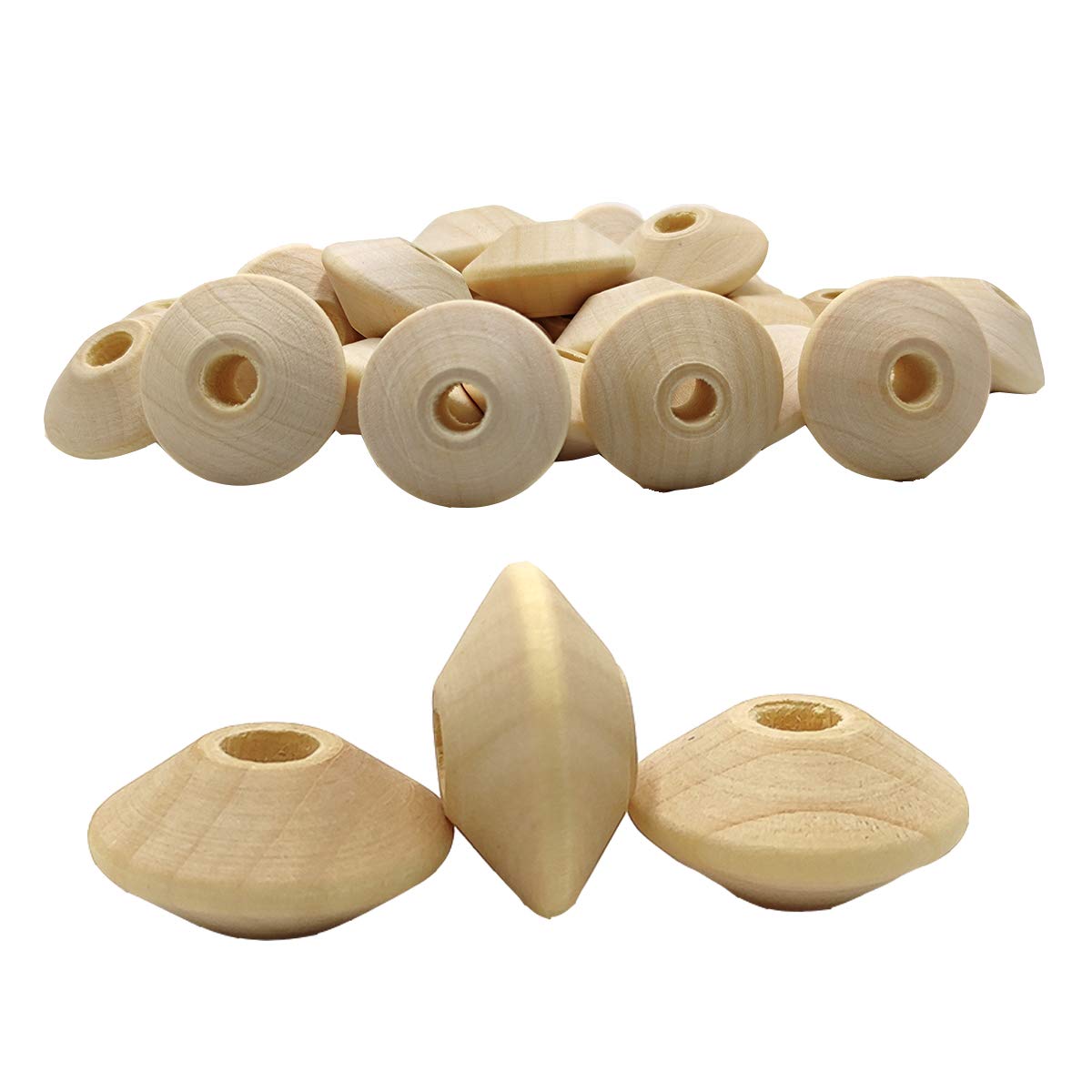 Perles en bois de boulier pour colliers faits à la main en lot de 50