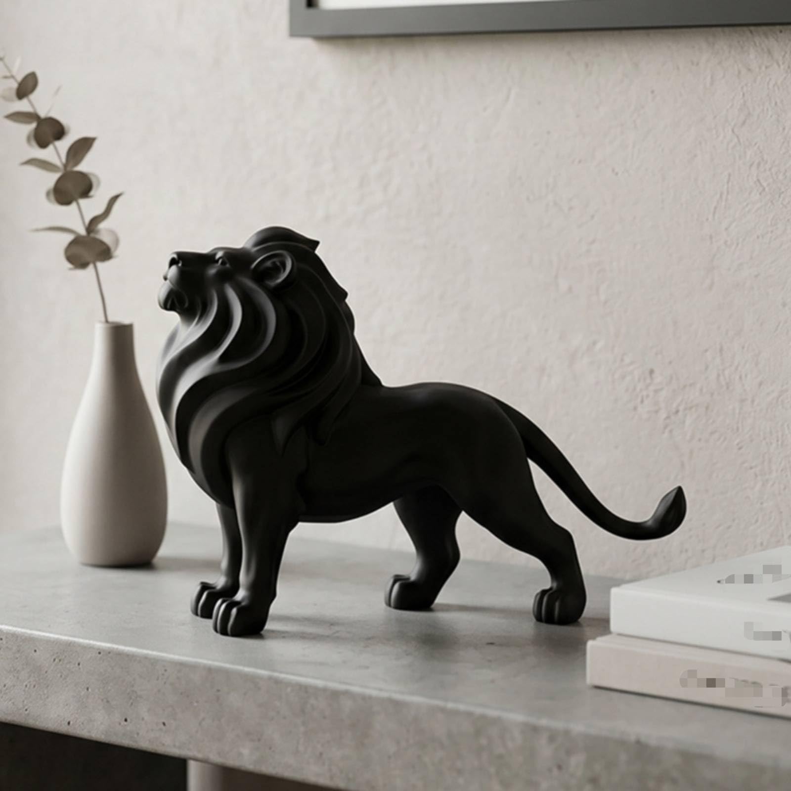 Escultura León Mate Figura León Artística coración para Oficina, Recibidor
