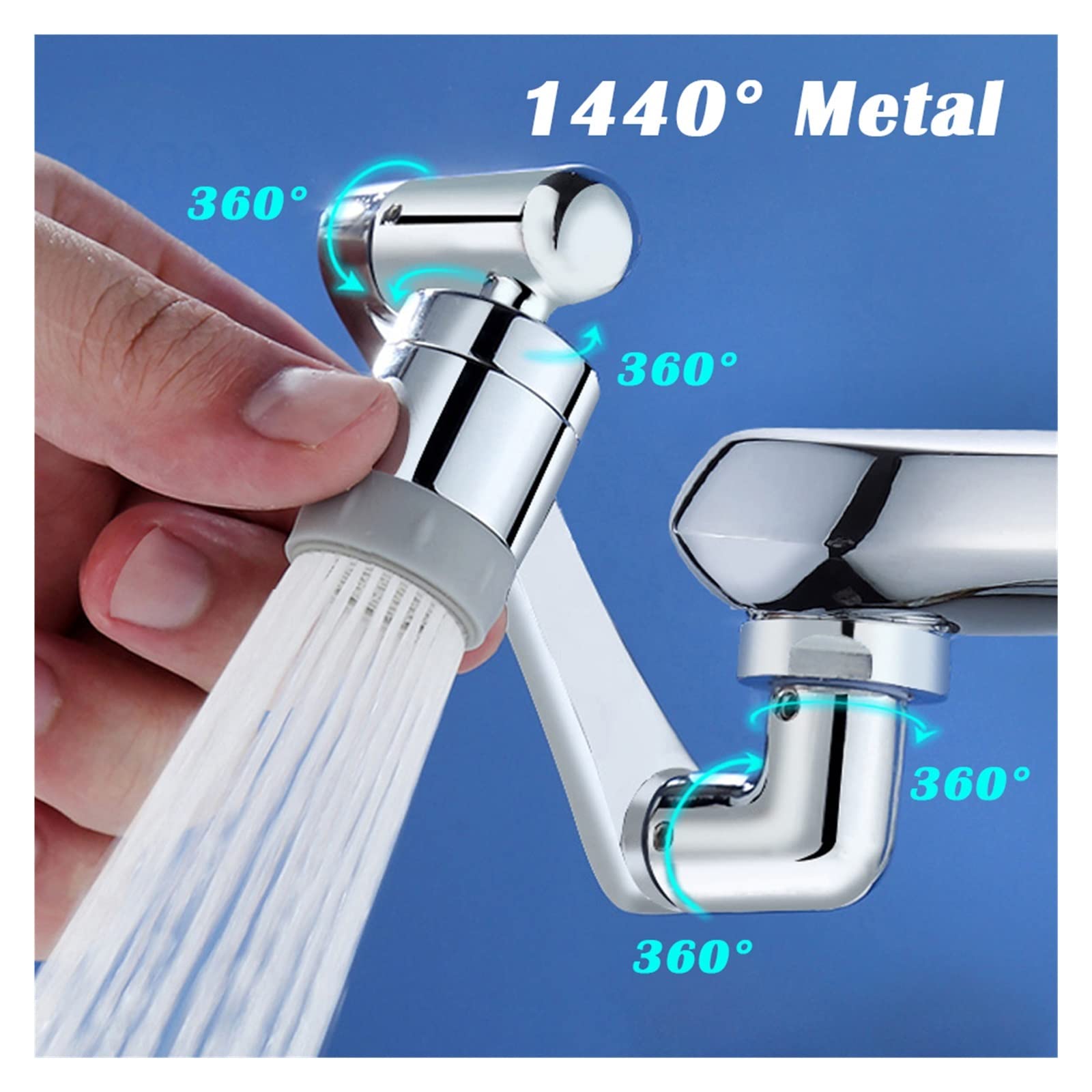 Metallo Rame 1440 ° Rotazione Rubinetto Aeratore Prolunga Girevole Braccio robotico Rubinetti Ugello Cucina Risparmio idrico Spruzzatore Ben Fatto(1440 Dual-mode Set 3)