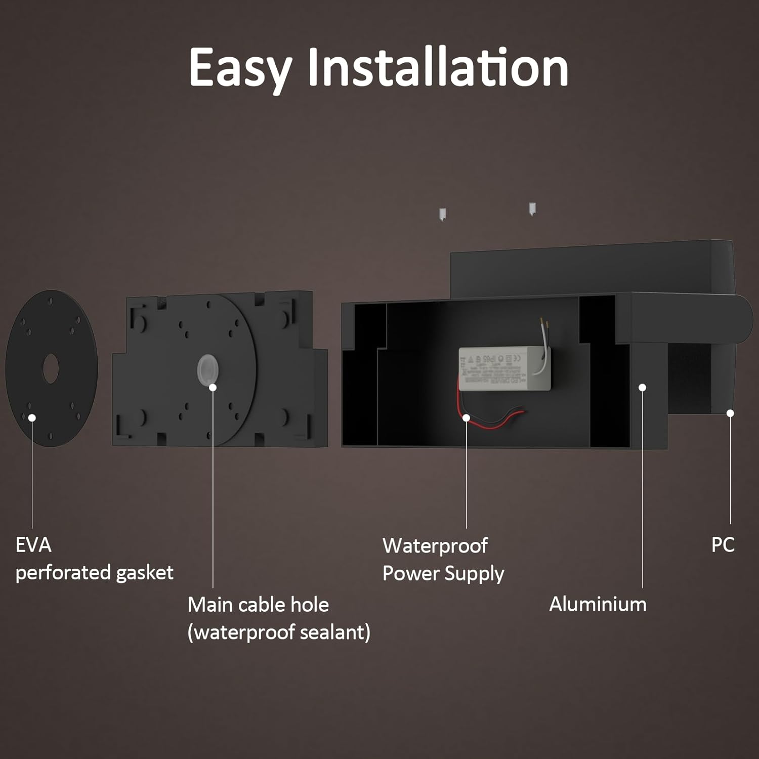 2 Pack 60W Outdoor Wall Light, 3000K Black LED Exterior Light Fixture, IP65 Waterproof Exterior Porch Light, Rotatable 360 Adjustable Head Flood Wall Lighting for Yard Porch House