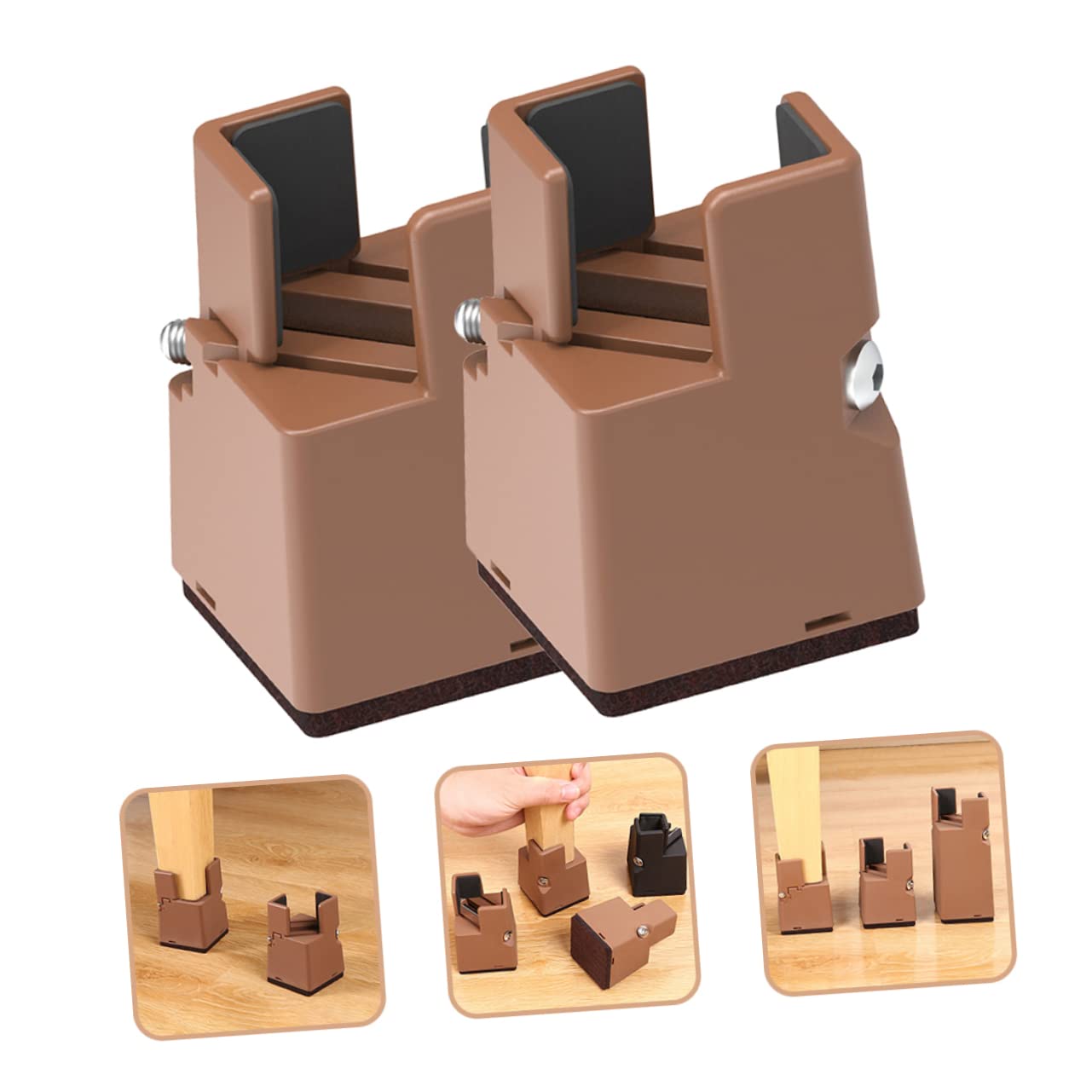 SOLUSTRE 2Pcs Adjustable Bed Riser Blocks Stackable Furniture Elevators for Sofa Couch Bed Compatible with Legs Supports Design for Easy Cleaning