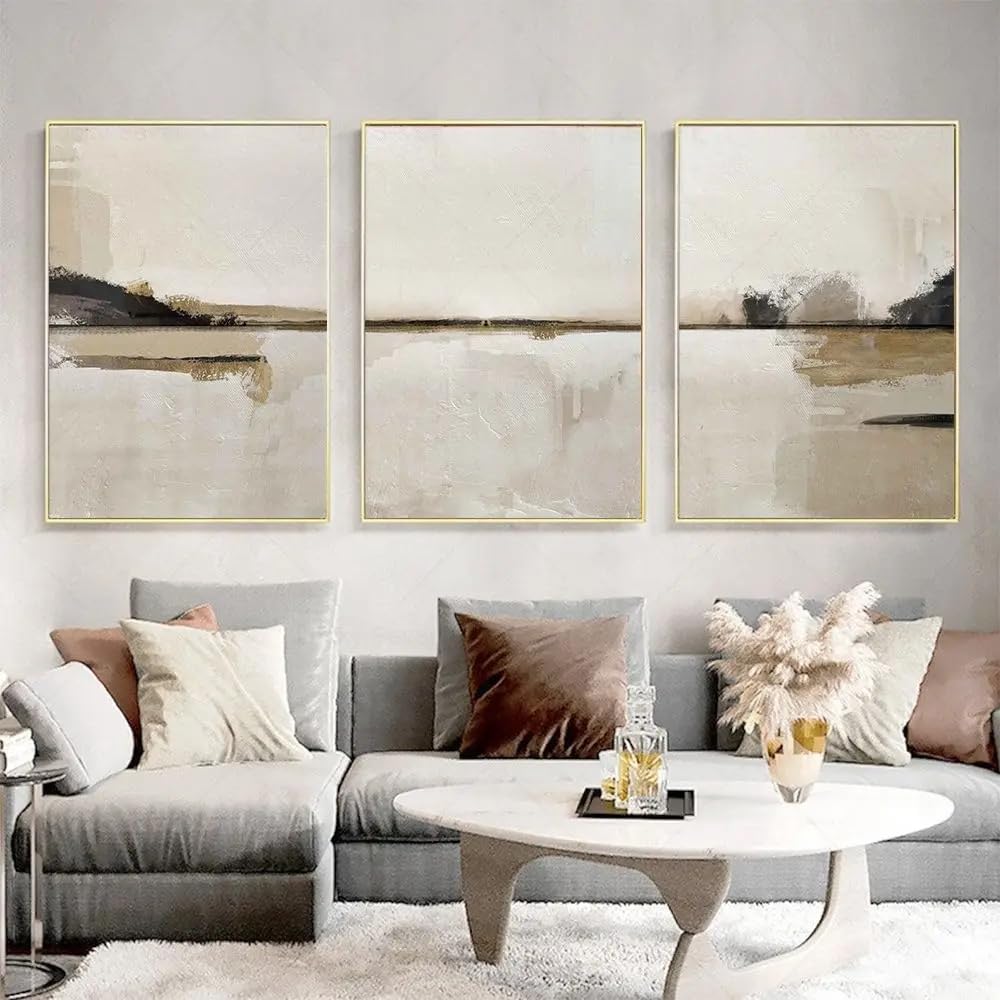 LTjiajuypd Canvas Painting Modern Neutral Abstract Beige Brown Wall Art Nordic Poster Scandinavian Prints Home Interior Decoration(50x75cm-3Pcs)