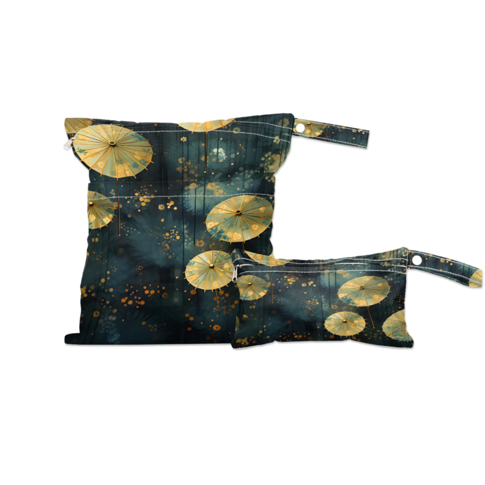 GzLeyigou 2 Set Japanese Umbrella Wet Dry Bags for Baby Cloth Diapers Waterproof Reusable Storage Bag for Travel,Beach,Pool,Daycare,Stroller,Gym,Laundry,Dirty Clothes,Swimsuits Wet Clothes, Wet Bag