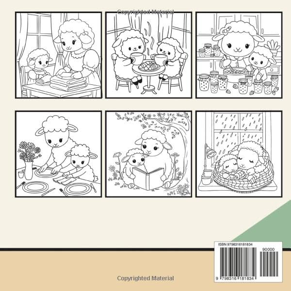 Mom Moments Super Cute Coloring Book : 45 cozy animal (sheep)-inspired drawings: bold and easy for kids, and relaxing and stress-relieving for adults. ... for everyone to enjoy this Mother's Day! image 3