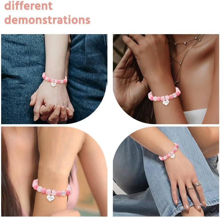 1 Year Old Birthday Bracelet Gifts for Women Daughter Sweet Pink Crystal Bracelet for 1 Yr Old Granddaughter Happy 1st Birthday Decorations for Women Niece Charm Heart Bracelet with Pink Wish Card - Image 4