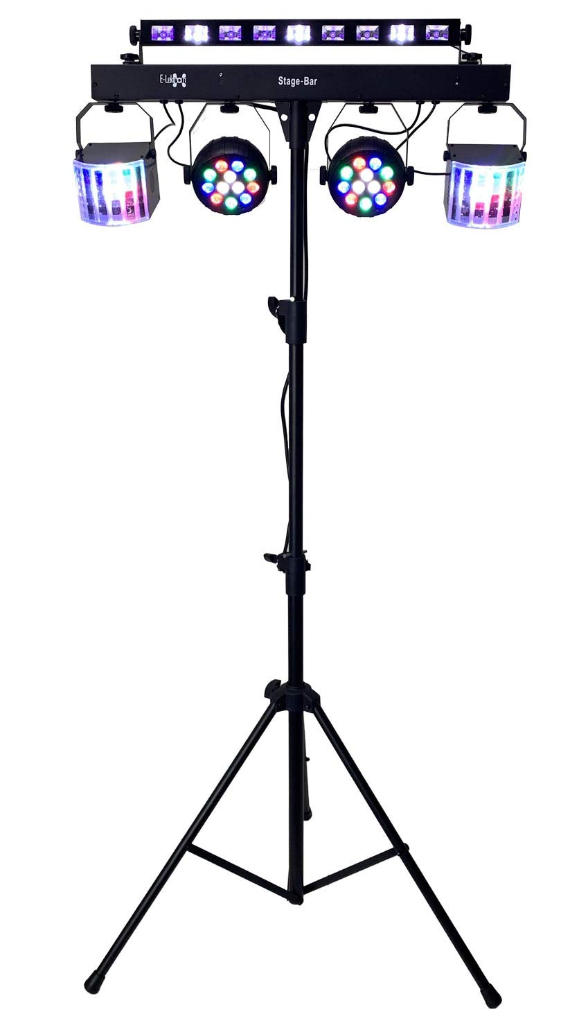 E-Lektron STAGE-BAR 5-fach LED RGBW & UV DMX Lichteffekt Lichtanlage Set mit Stativ, inkl. Tragetasche