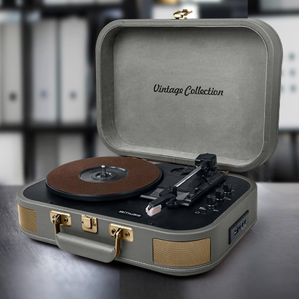 Muse MT-201 BTG Turntable, Grey, with Stereo System : Amazon