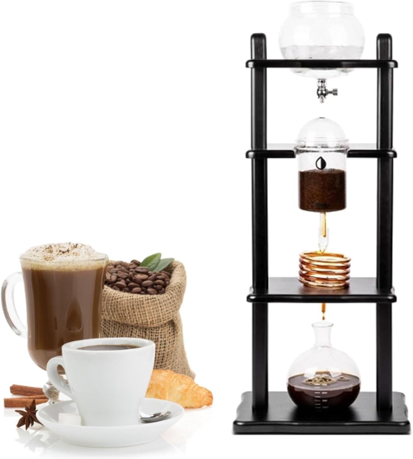 Slow Drip Vertical Cold Brew Coffee Maker, Cold Brew Tower, Ice Coffee Drip Machine for Home Cafe, Precision Control Dripper