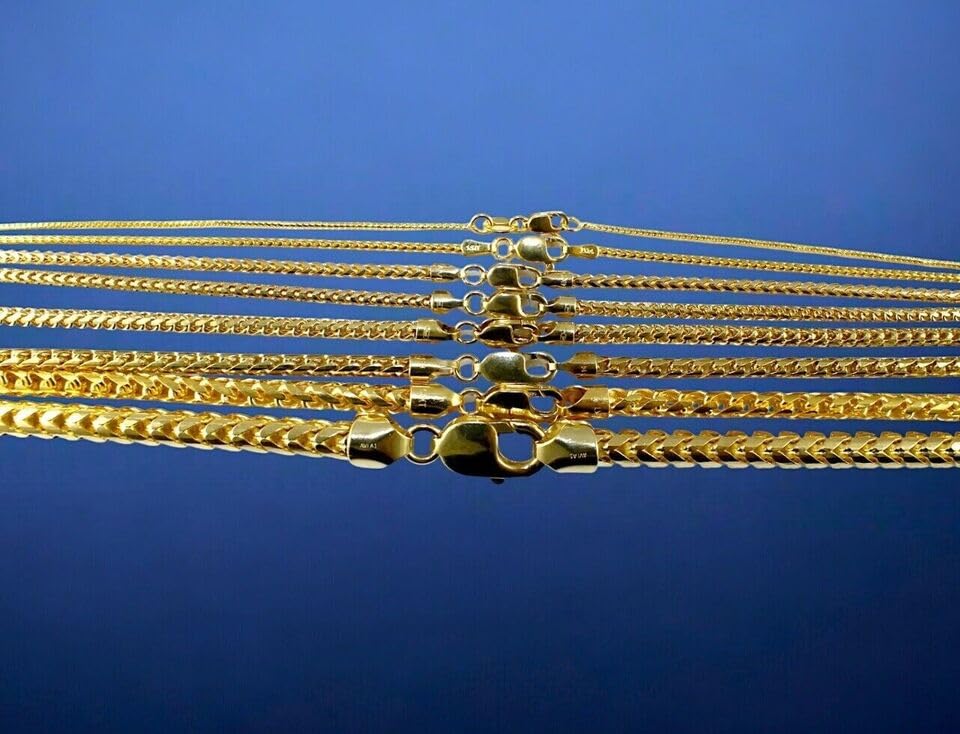 14K Yellow Gold Solid Franco Round Box Chain Bracelet Necklace Real Gold Men Women Jewelry 2.50g-124.10g | 1.5mm-5.0mm | 7 inches-30 inches | MADE IN ITALY3