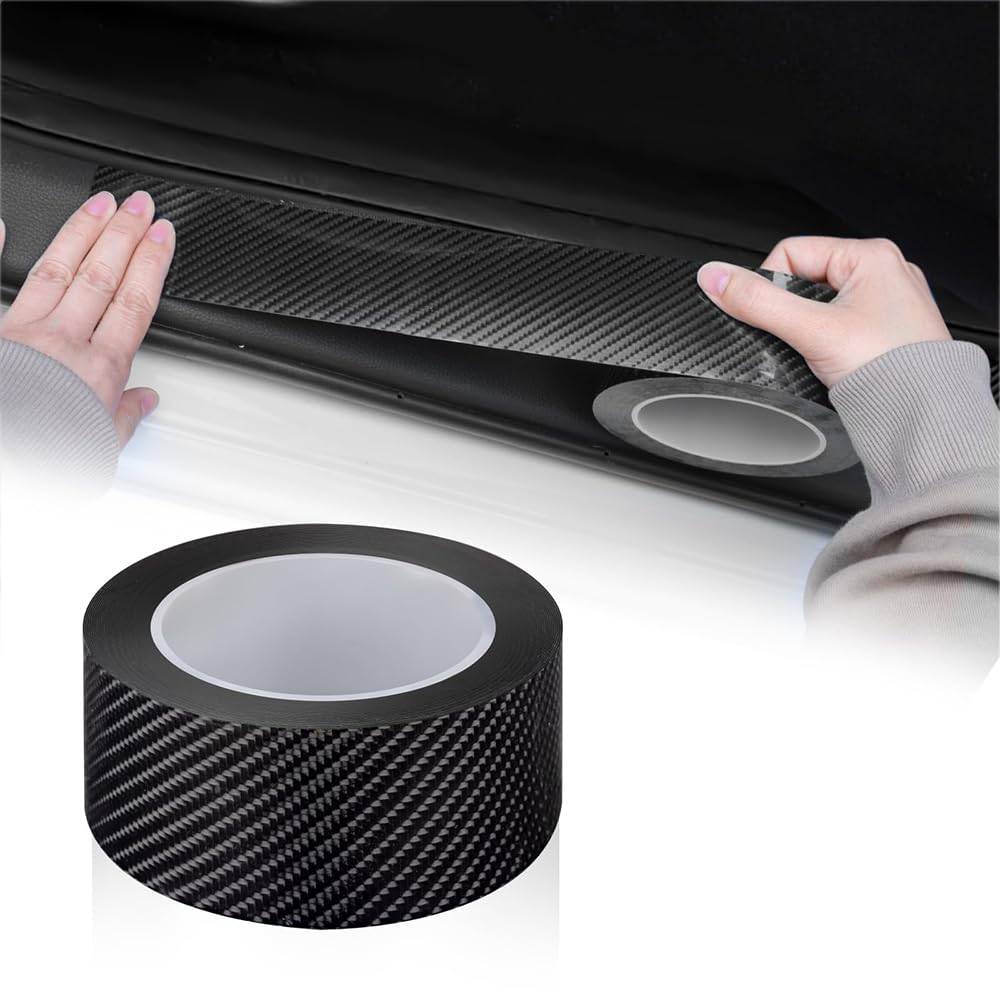 Asbhfc Normal Carbon Fibre Door Sill Protector Tape For Mini Countryman (U25 20232025 2026), Waterproof Paint Protection Film, Antiscratch Scuff Guard Strip For Car Bumper, Boot & Diy Trim,10Cm*1000Cm
