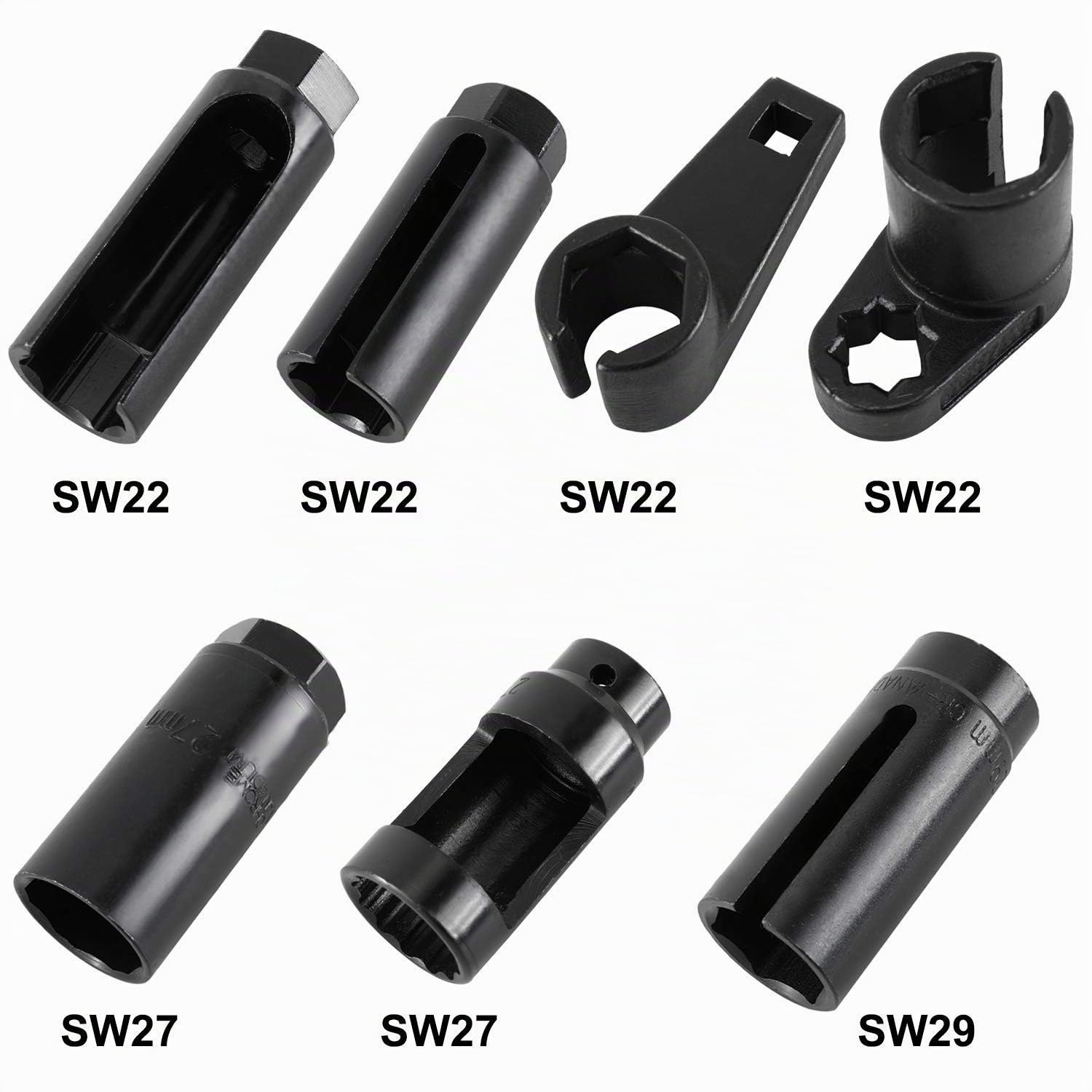 FreeTec 7 Pezzi Set di Chiave Sonda Lambda, 22mm 27mm 29mm Bussole Sensori di Ossigeno O2, 1/2" 3/8" Set Chiave per Smontare Sonda Lambda delle Auto