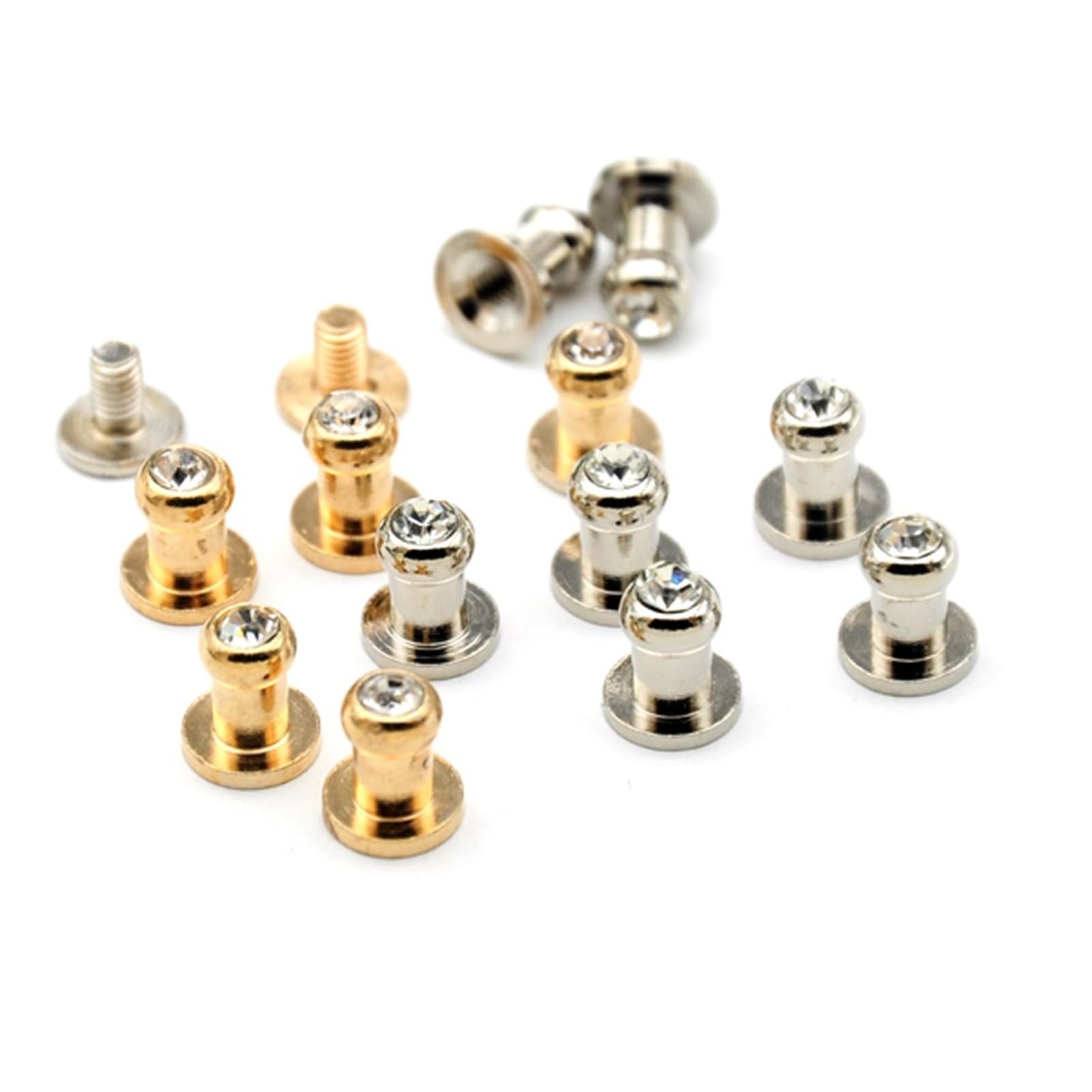 Remaches de cristal metálico, Remaches de diamantes imitación Multicolor 120 juegos remaches tornillo latón 5x7x8 mm for artesanía en cuero