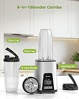Vista 9 de Licuadoras para batidos, licuadora personal de 900 W para batidos y licuados con 2 vasos portátiles sin BPA de 22 onzas, exprimidor pequeño