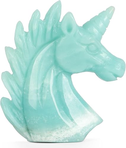 Miniatura 2 de Artistone Estatua de unicornio de cristal de amazonita de 3 pulgadas tallada a mano, cristales curativos, figura coleccionable, regalos de reiki,