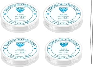 4 Rolls of Transparent Bead Bracelet Elastic Thread for Bracelet - 0.4 mm, 0.6 mm, 0.8 mm, 1 mm, with Bead Needle for Jewellery Making