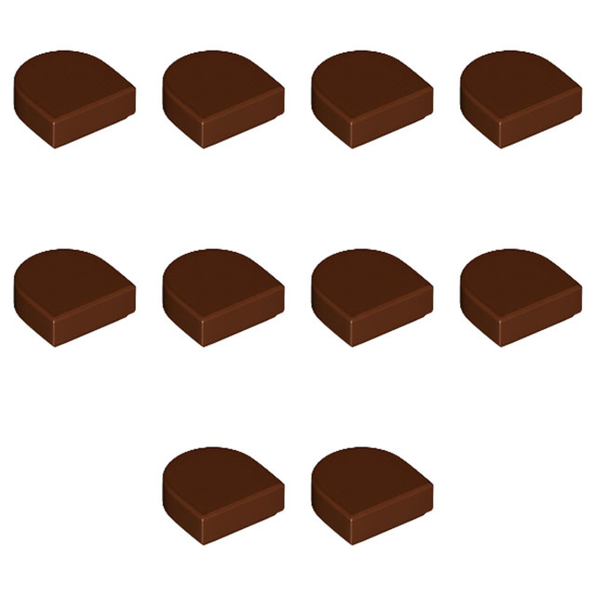 LEGO Tile, Round 1 x 1 Half Circle Extended, Part 24246 (Reddish Brown, 10, count) — image 1