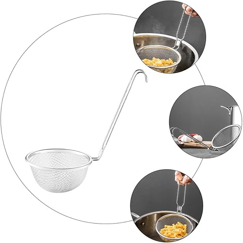 Miniatura 6 de Cuchara de cocina de acero inoxidable, tamiz de malla, colador de cocina versátil para enjuagar, colar y freír, diseño de acero inoxidable, estilo