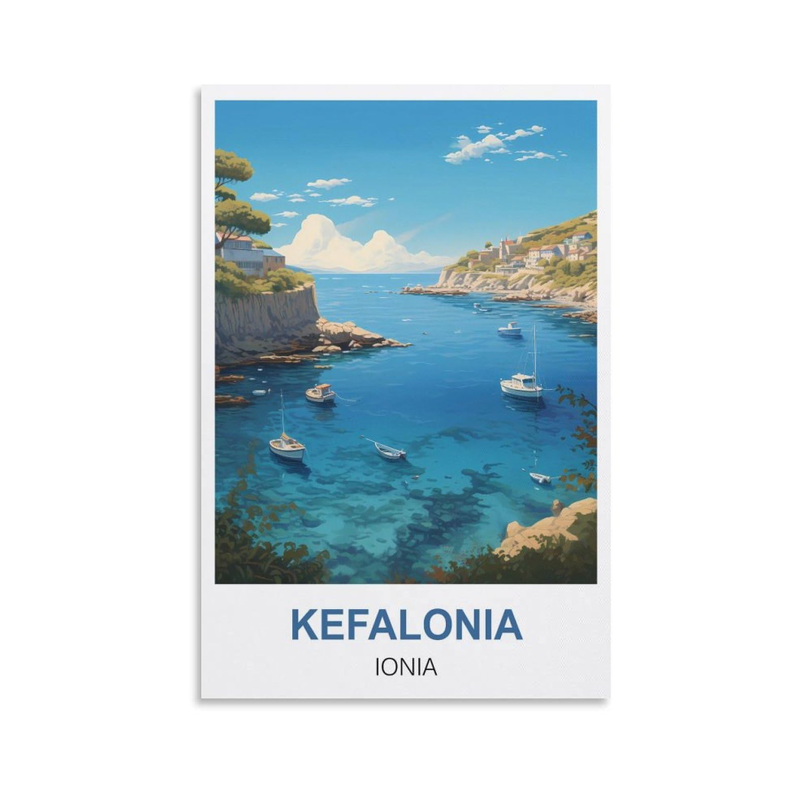 EZMLFA Diamond Painting Kits for Adults,Kefalonia Ionia 5D Diamond Painting Kit for Adults Beginners, DIY Full Round Drill Gem Art Kits for Home 30x40cm