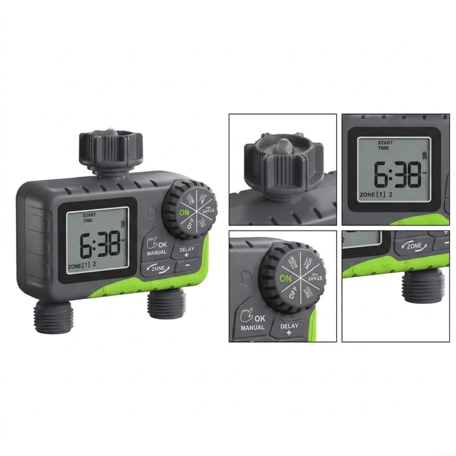 Timer per irrigazione a 2 zone con ritardo della pioggia, timer di