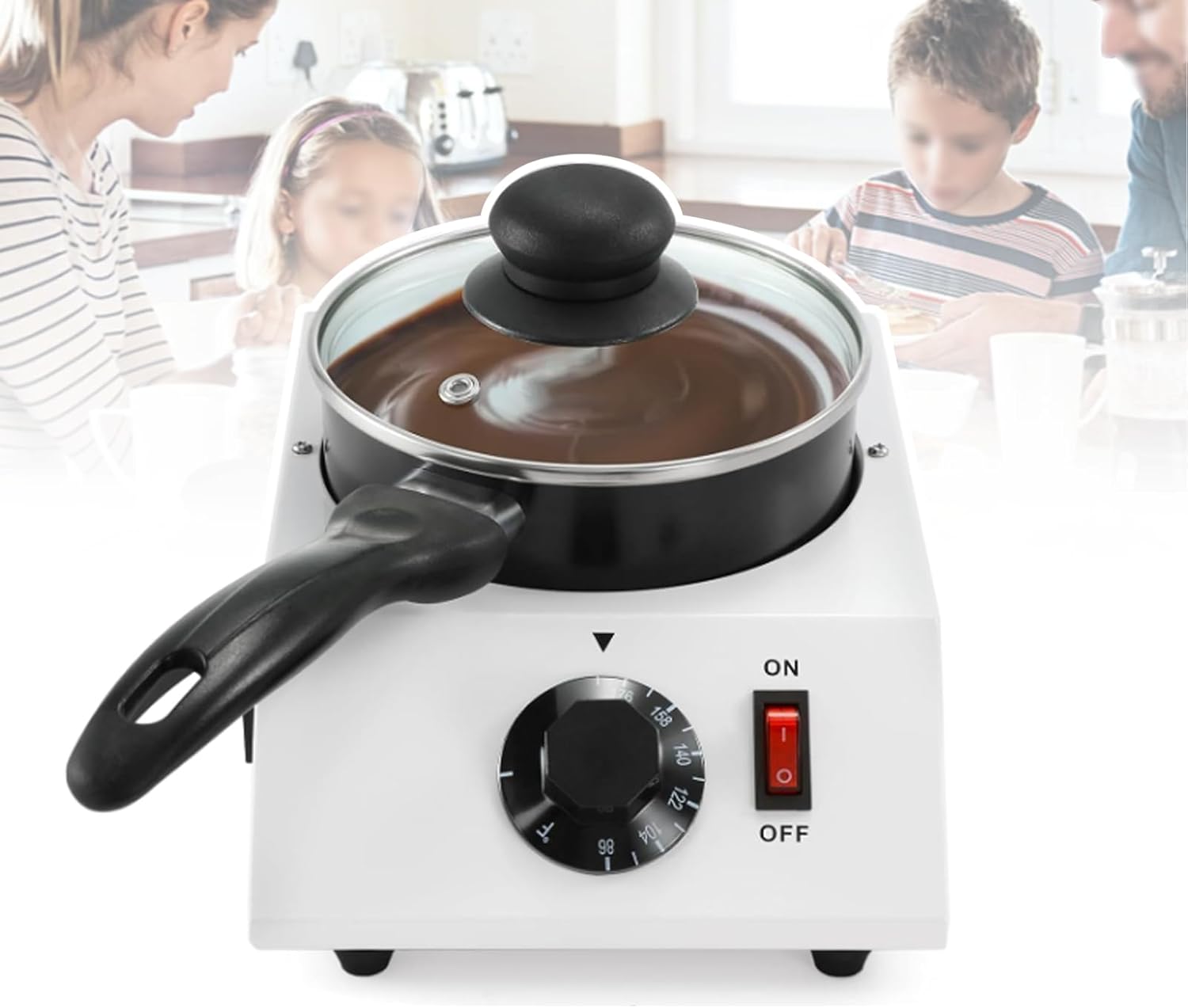 Household Chocolate Melter Melting Machine, Removable Ceramic Pot, 30-80℃ Adjustable, Non-stick Bottom, Easy to Clean,Butter Cheese Candy Wax Melter,500ML