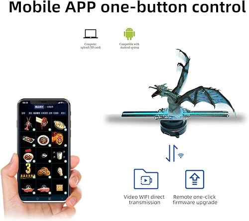 Miniatura 5 de Missyou Proyector 3DHologramFan 5.5 pulgadas Wi-Fi LED holográfico HD LED árbol de Navidad holográfico para publicidad de Halloween, eventos,