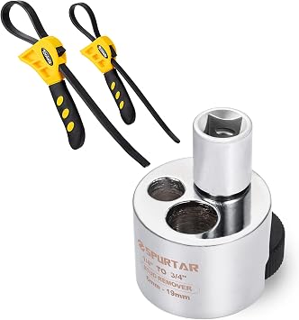 Rubber Strap Wrench Set Jar Opener + Spurtar Stud Remover Fit 1/4" to 3/4" 6 to 19mm Bolt Extractor Nut Splitter With Knurled Roller and Cam Lock, Stud Extractor Tool For Broken Bolt Remover or Seiz