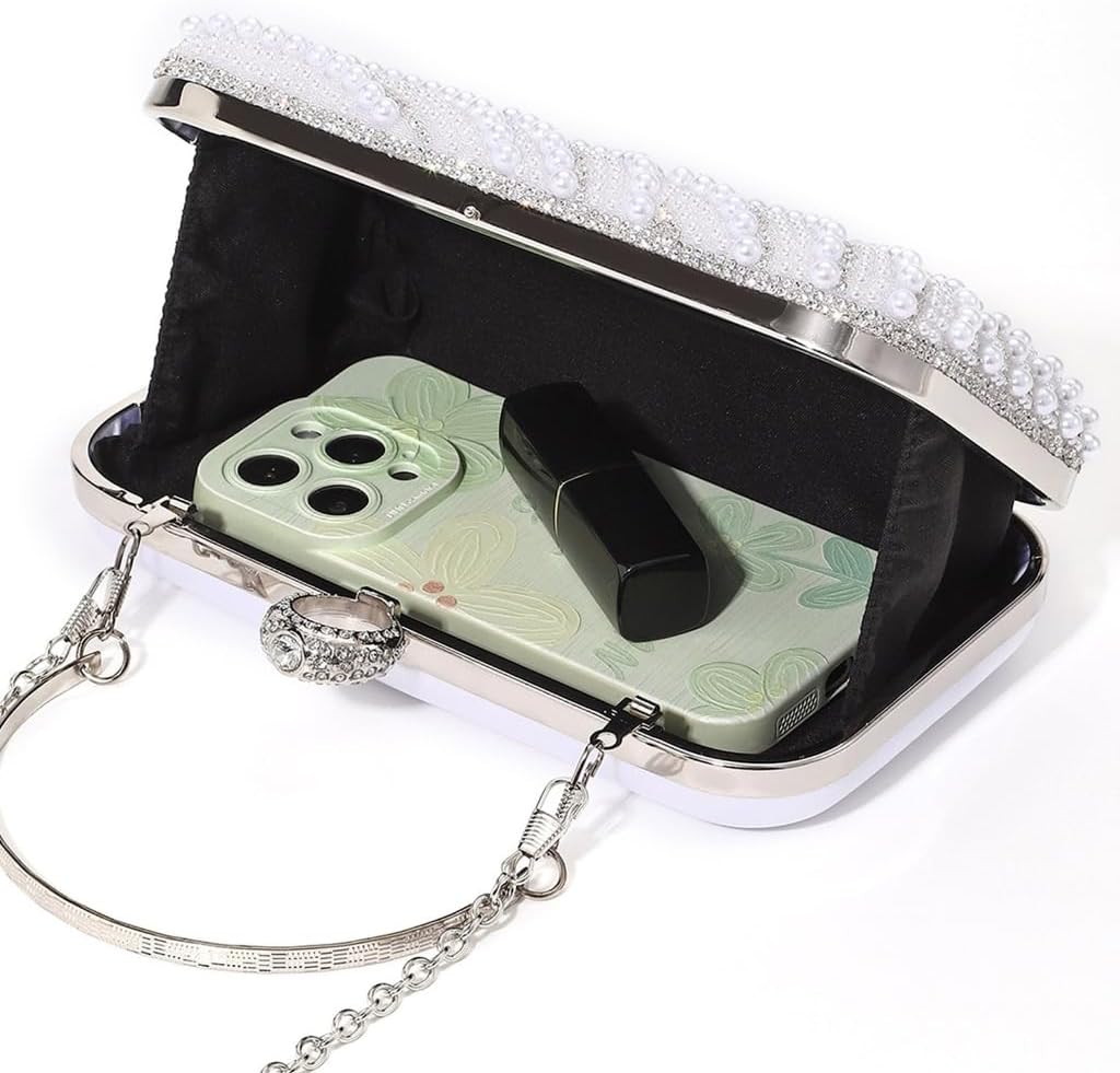 Unique Evening Bag with Beads Shoulder Bag Handbag for Weddings and Prom Event