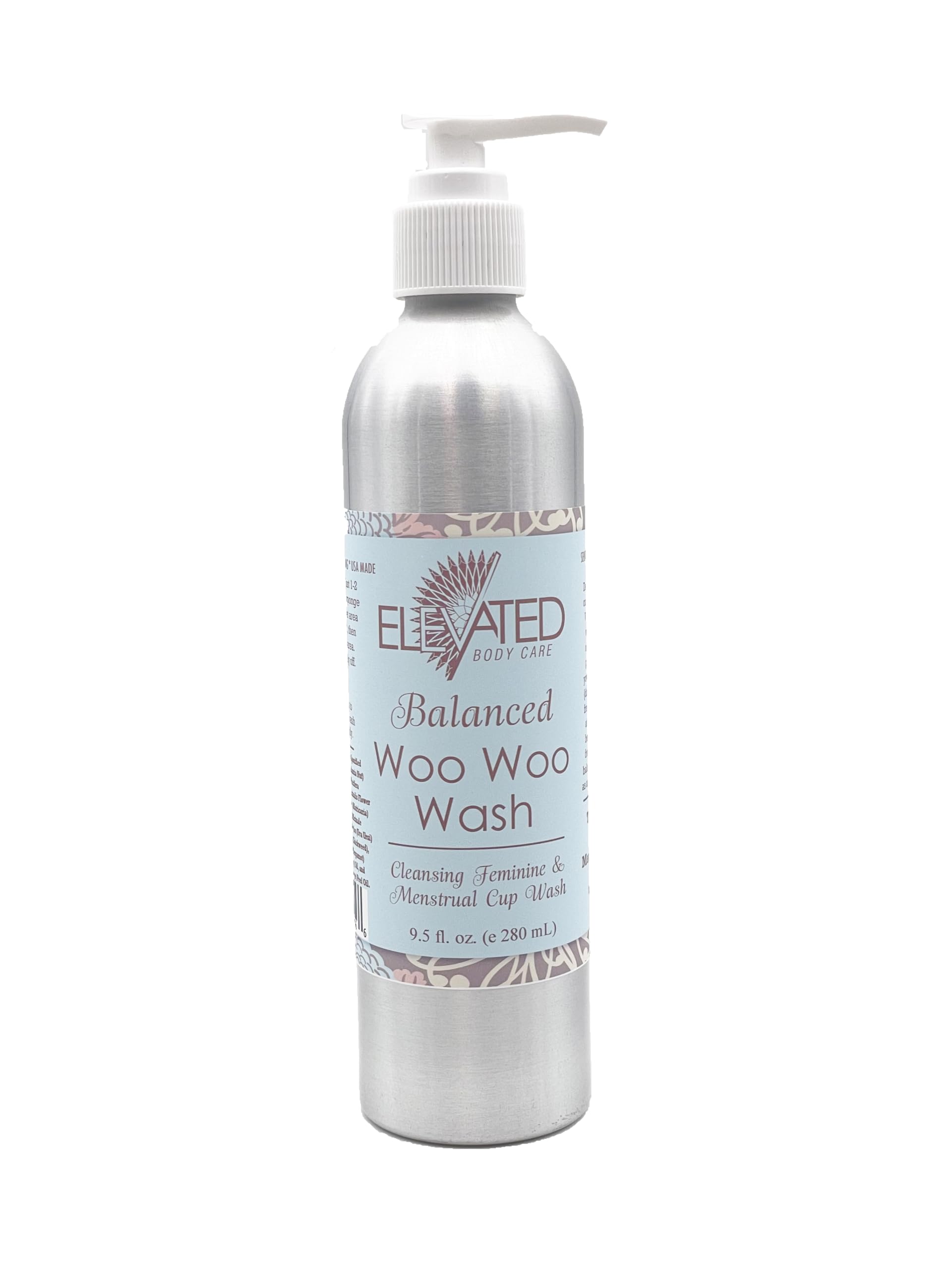 Natural Feminine Wash For Women - Woo Woo Wash Gentle Herbal Infused Intimate Care - Postpartum - Vegan Vaginal Wash Aluminum Bottle (Balanced (Clary Sage & Orange), With Pump)
