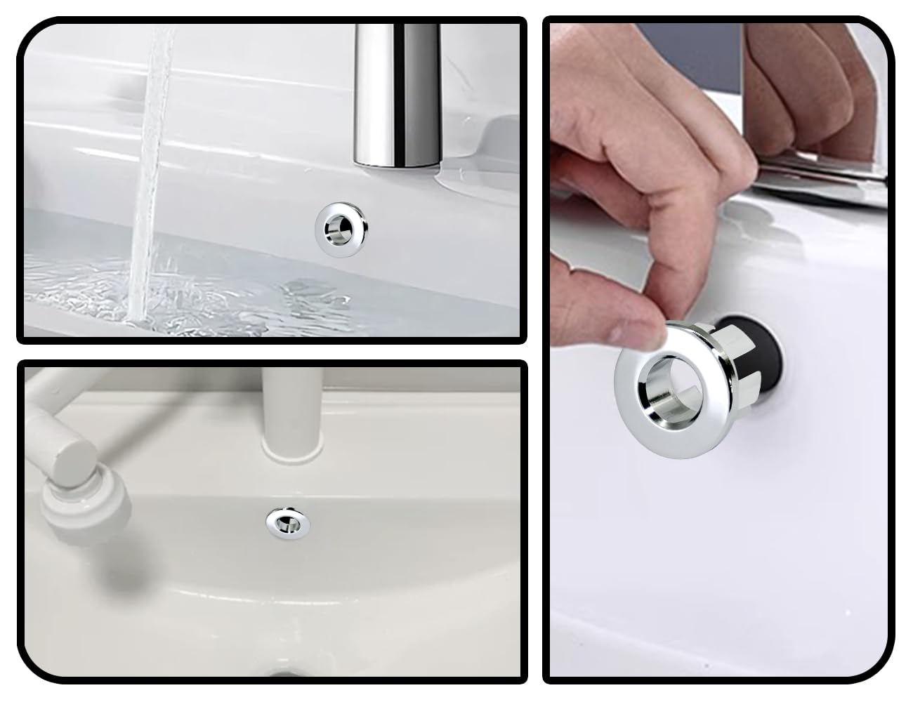 Coperchi Per Troppopieno Lavello - 2 Pezzi In Ottone Argentato - Diametro 22-24mm - Per Cucina E Bagno