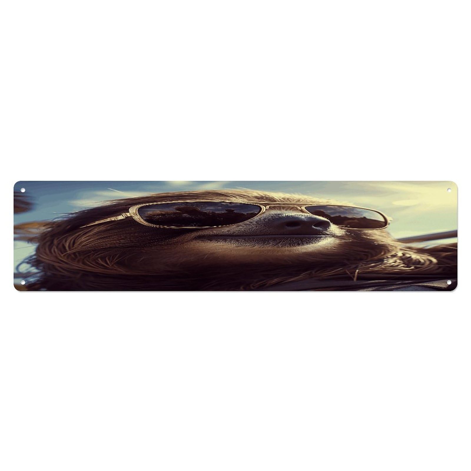 Adfgyerh Style Sloth With Sunglasses Wall Decor Aluminum Waterproof. Plaque, Practical Gift,Sign 15.7X3.9 Inch Poster,For Home, Office, Business, Garage– Indoor/Outdoor