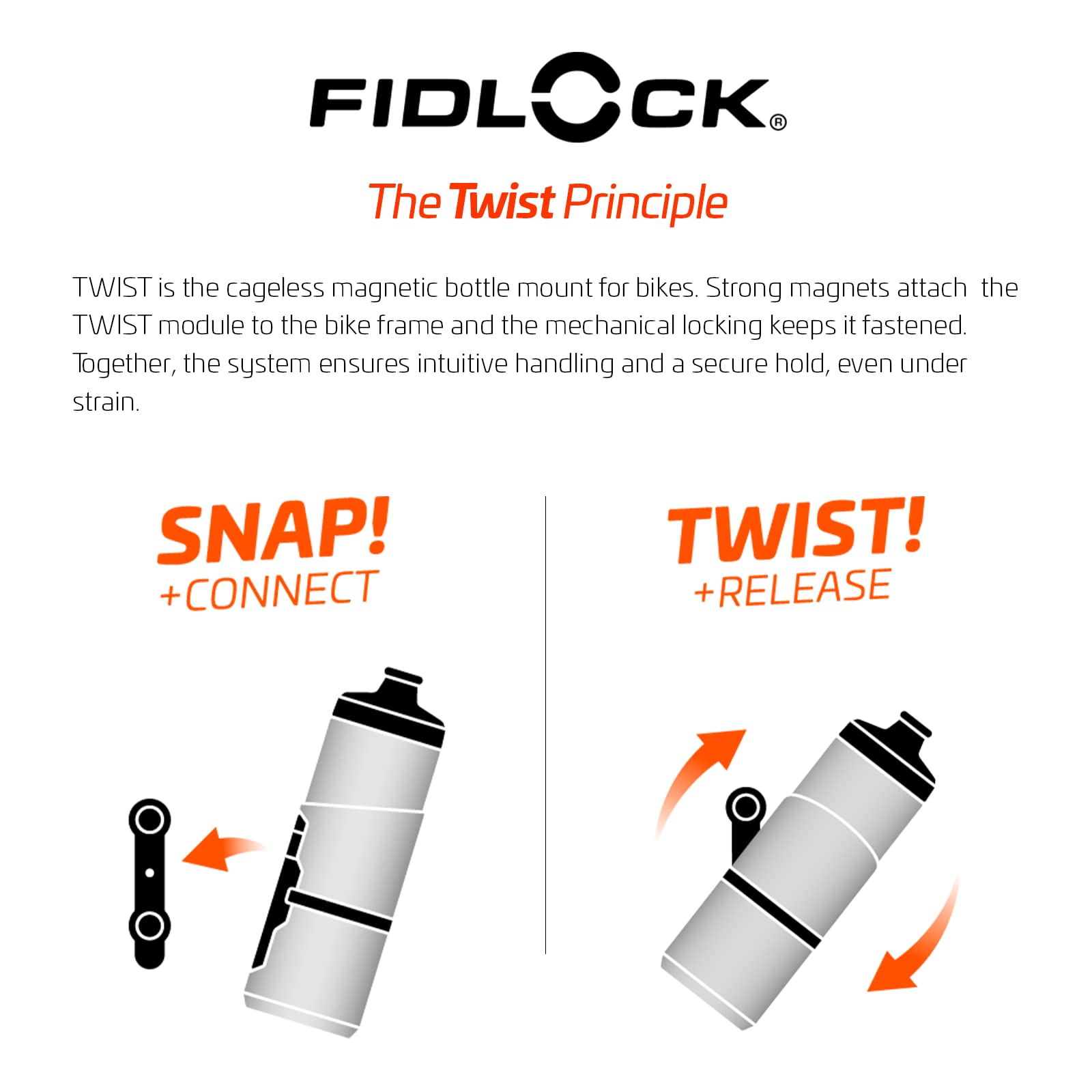 Fidlock Unisex – Erwachsene 09653(clr) Trinkflasche, Flasche Clear Transparent 800ml mit Bike Base, 800 ml EU