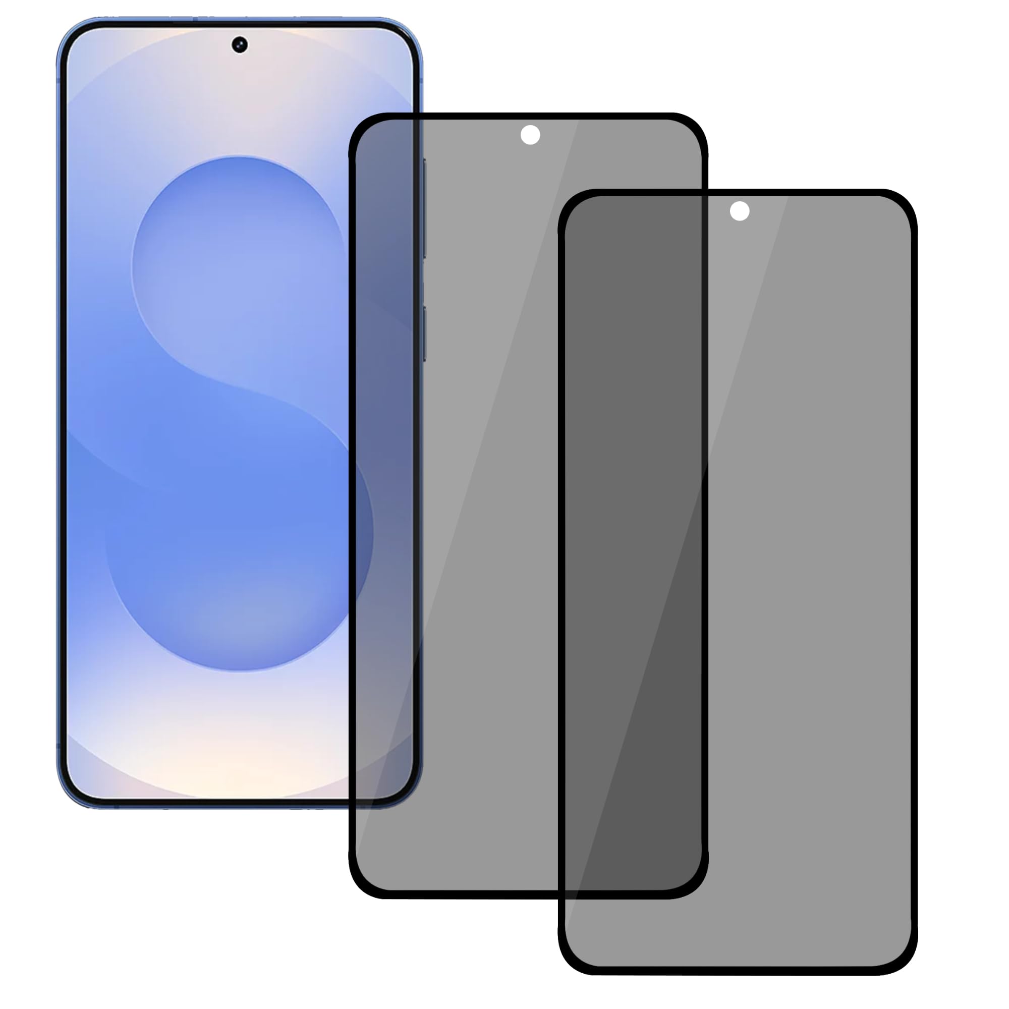 amazon basics Edge to Edge Privacy Tempered Glass for Samsung Galaxy S26 5G ( Finger-Print Compatible ) with Easy Self Installation Kit | Black - Pack of 2