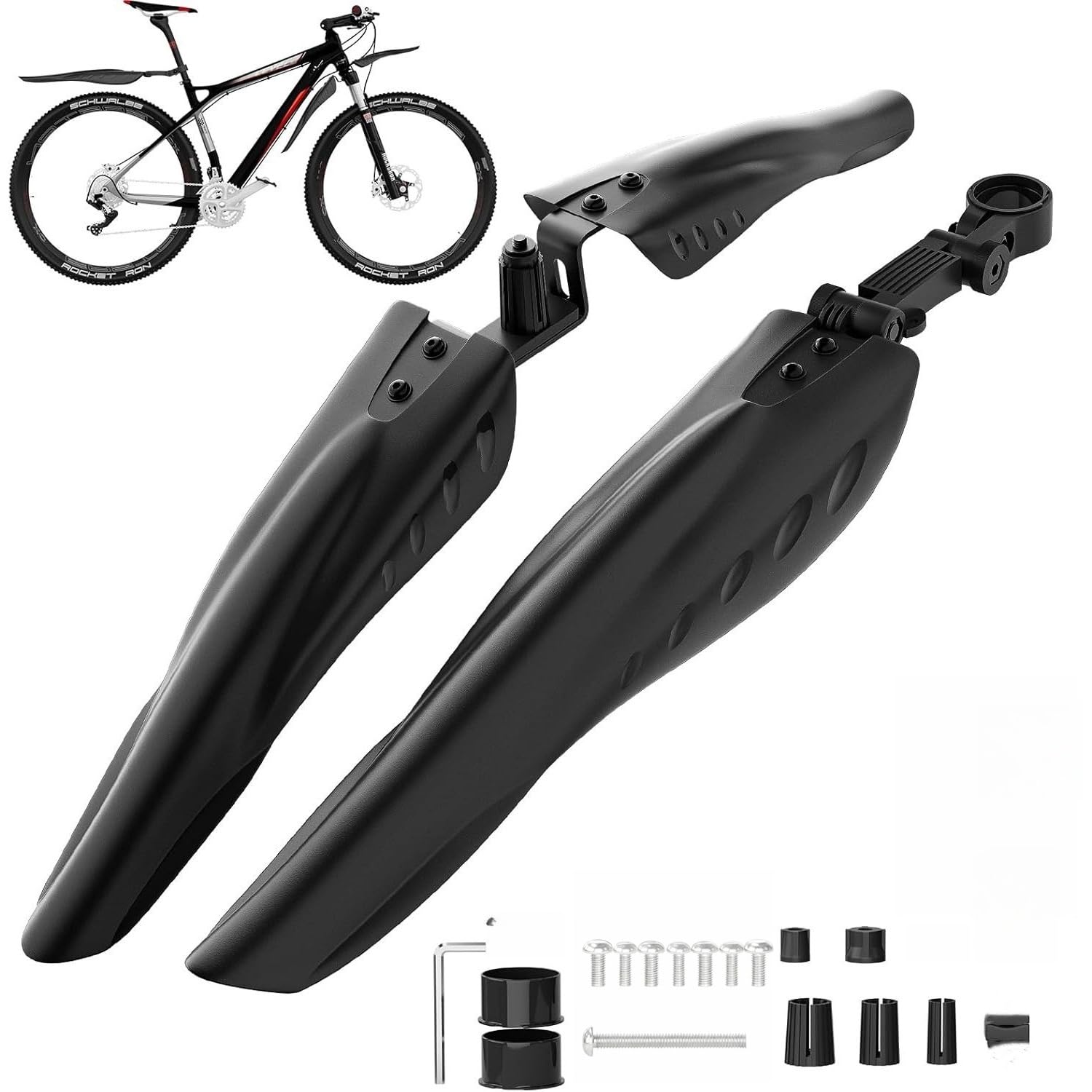 Smilacteon Bike Mudguard Set, Universal Bicycle Fenders Front and Rear with Thicken Widen Design, Adjustable Mud Guards for Mountain, Road & MTB, Portable Mudflap for All Bike Types