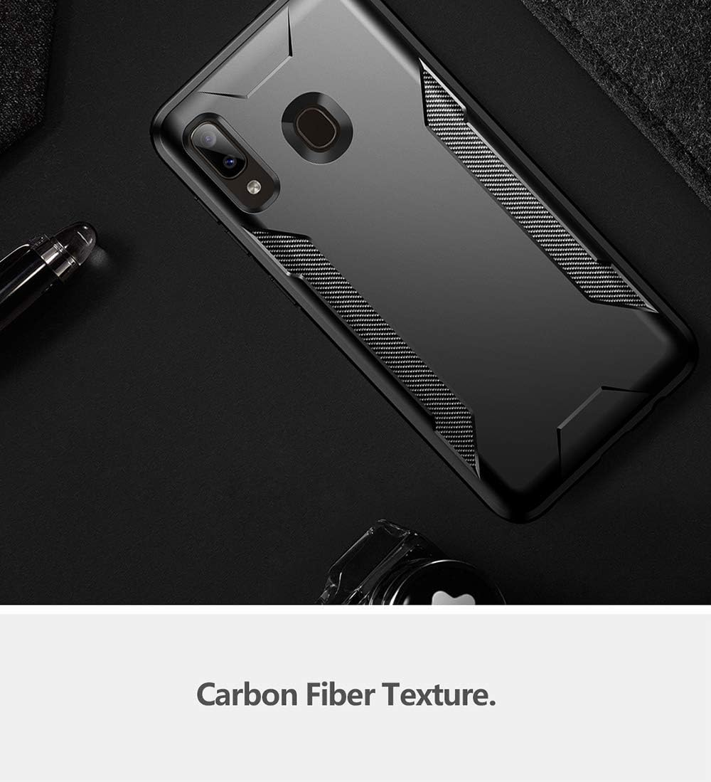 Poetic Karbon Shield Series Designed for Samsung Galaxy A20 /A30 Case, Slim Fit Shock Absorbing Premium Flexible Soft TPU Case with Carbon Fiber Texture, Matte Black