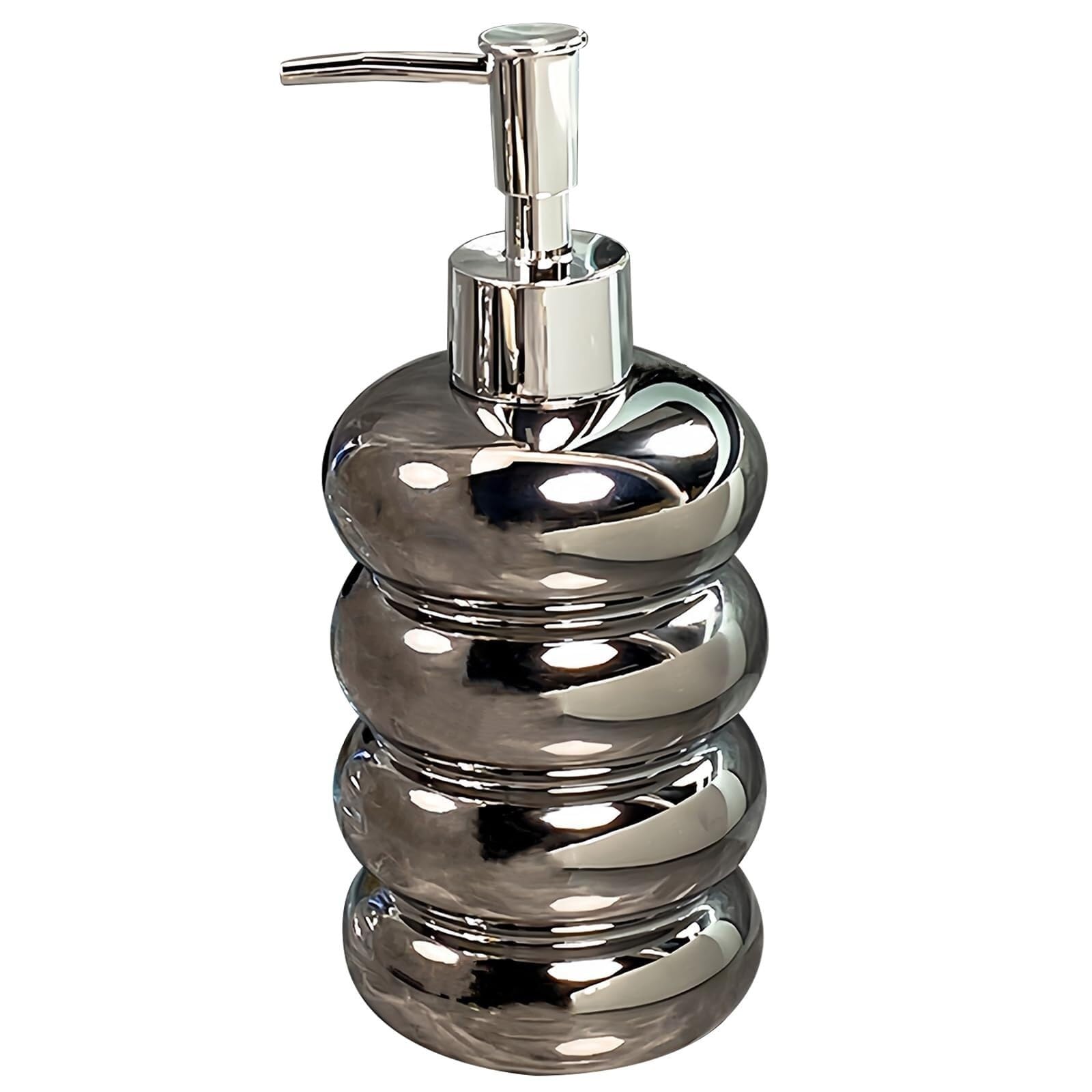 Hand Soap Dispenser with Pump Refillable Lotion for Bathroom Ceramic Shampoo Dish for Bathroom(Silvery,L)