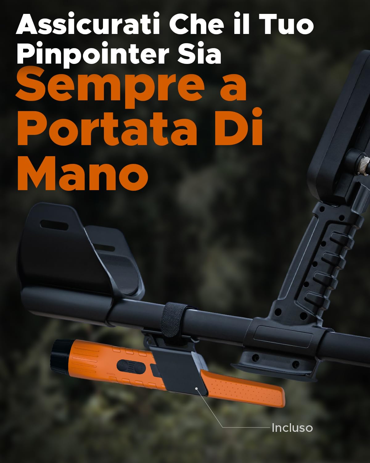 Pinpointer Metal Detector, Impermeabile IP68 Ricaricabile Metal Detector Professionali, Portatile Eliminazione Disturbi 1-Touch e LCD Display, 9 Livelli Sensibilità e 3 Modalità Audio/Vibrazione