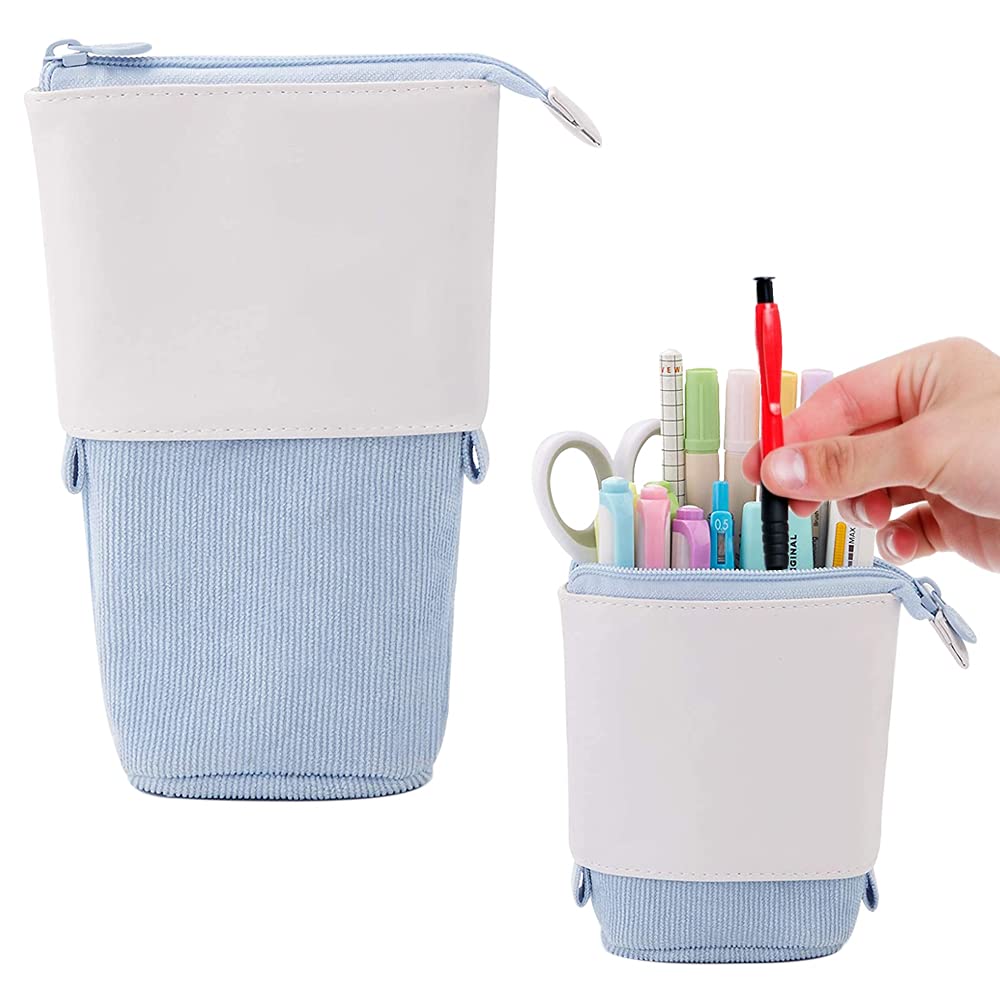 HIQE-FL Estuche para Lápices de Lona,Papelería Adolescentes,Telescópica Estuche para Lápices,Bolsa de Lona con Cremallera,Estuche Vertical Lapices (H)