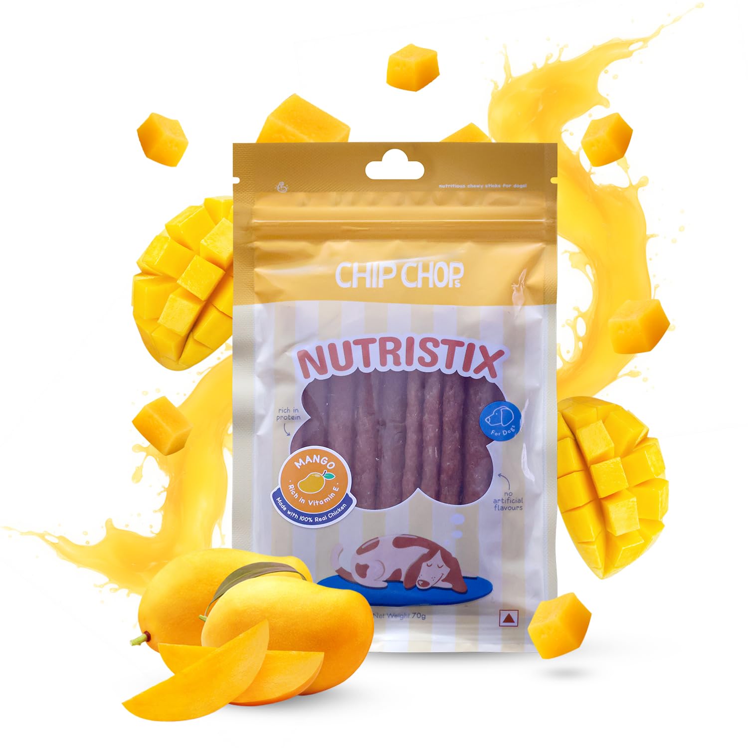 Chip Chops Nutristix Mango Flavour, Dog Treat, High in Protein, Nutritional and Healthy Dog Snacks for Training, Rewards and Food Topping-70g (Pack of 3) (B0CG39XKZ5) Amazon Price History, Amazon Price Tracker