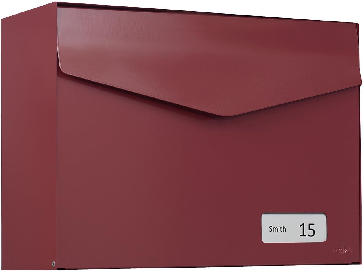 MEFA 113323DE Letter Box with Name Plate, Moss Green, Post Box with Security Lock, Size 312 x 430 x 178 mm