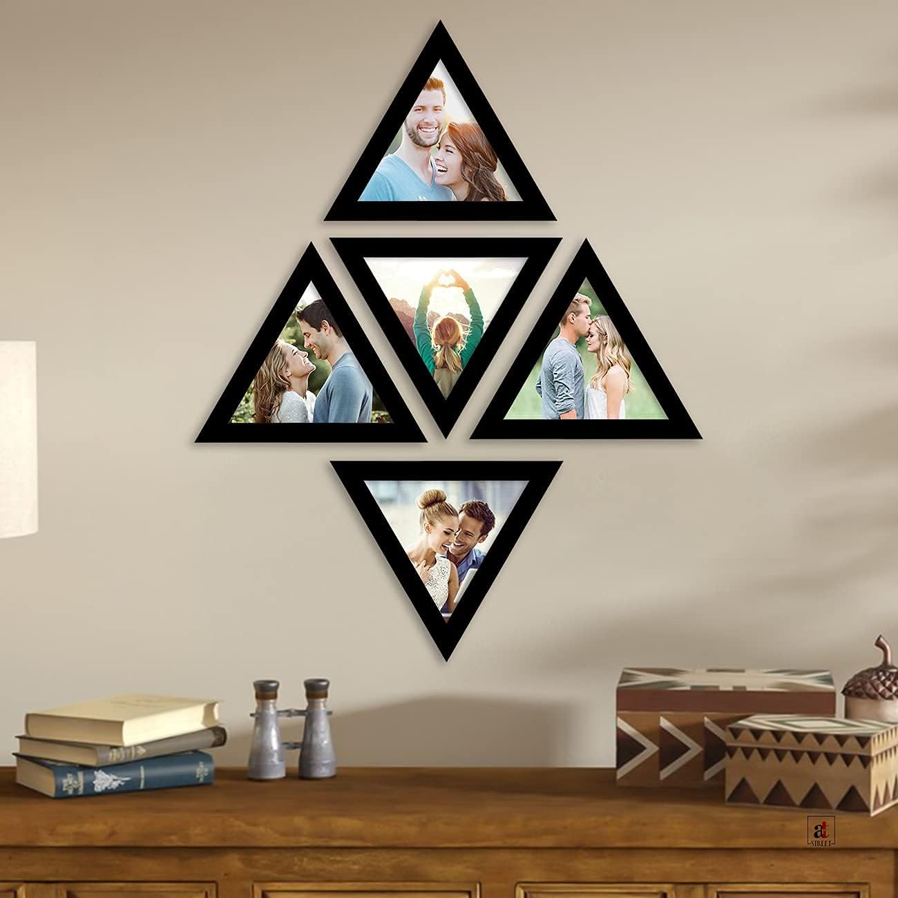 Art Street Triangular Picture Frame (8x8) - Triangle Photo Frame for Home Decor & DIY Projects (Black)