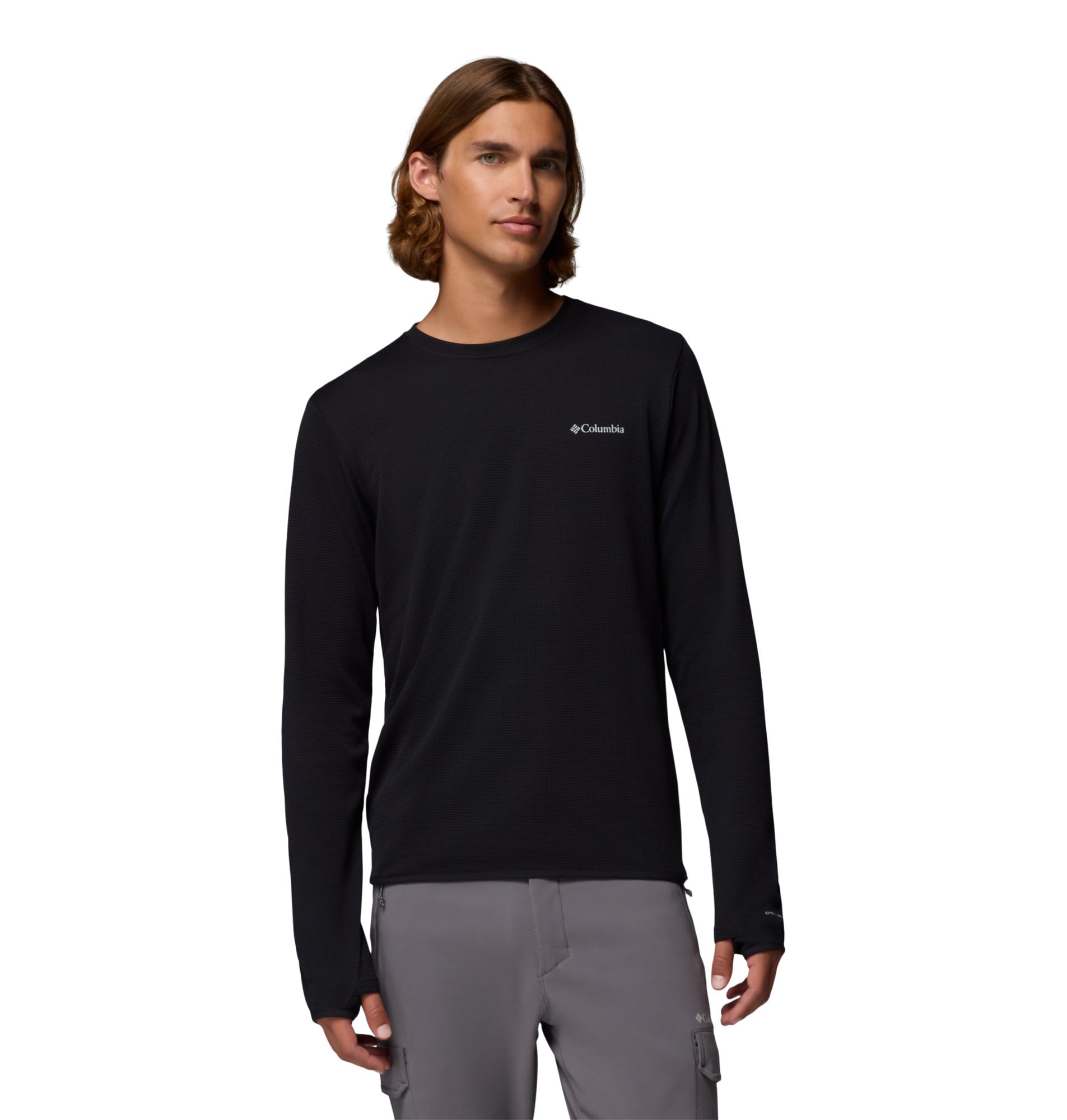 Columbia Men's Tech Trail Utility Warm Long Sleeve Crew, Long Sleeve T-Shirt, Black, Small