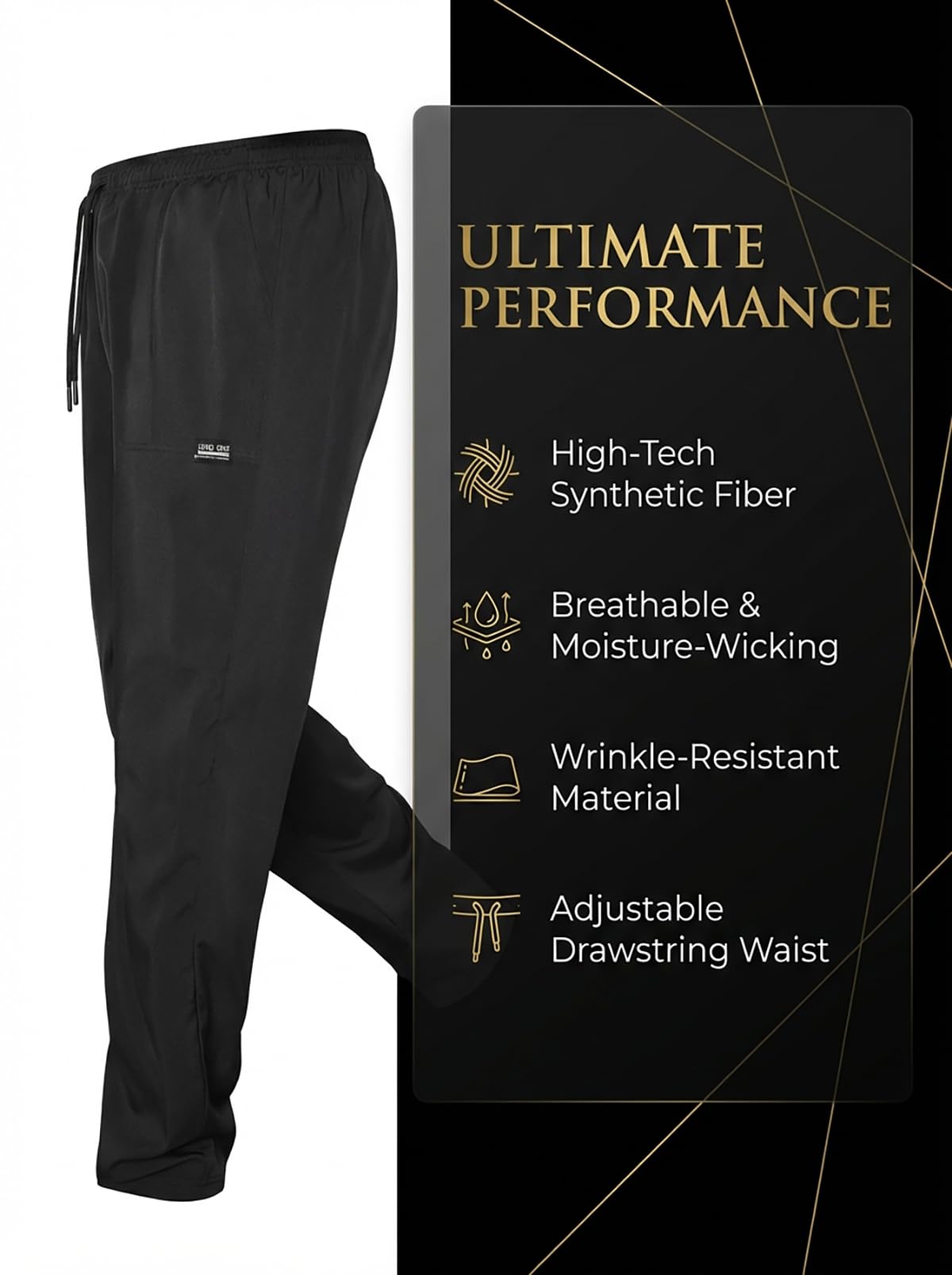 Pantalones deportivos de entrenamiento para hombre, cintura elástica, transpirables, para sesiones dinámicas de gimnasio — view 2