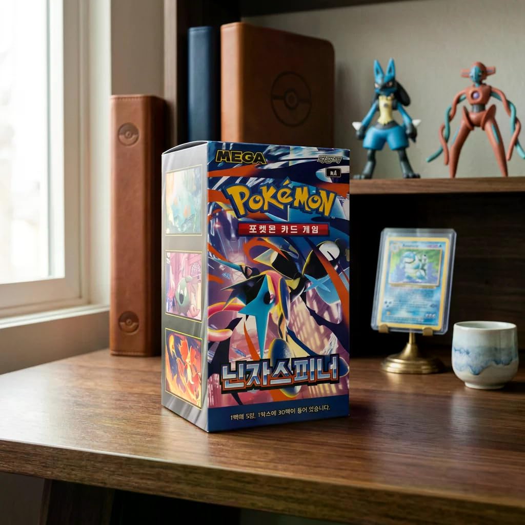 Pokemon Ninja Spinner Display Koreanisch – 30 Booster mit 5 Karten, Mega Quajutsu ex, Koreanische Ausgabe