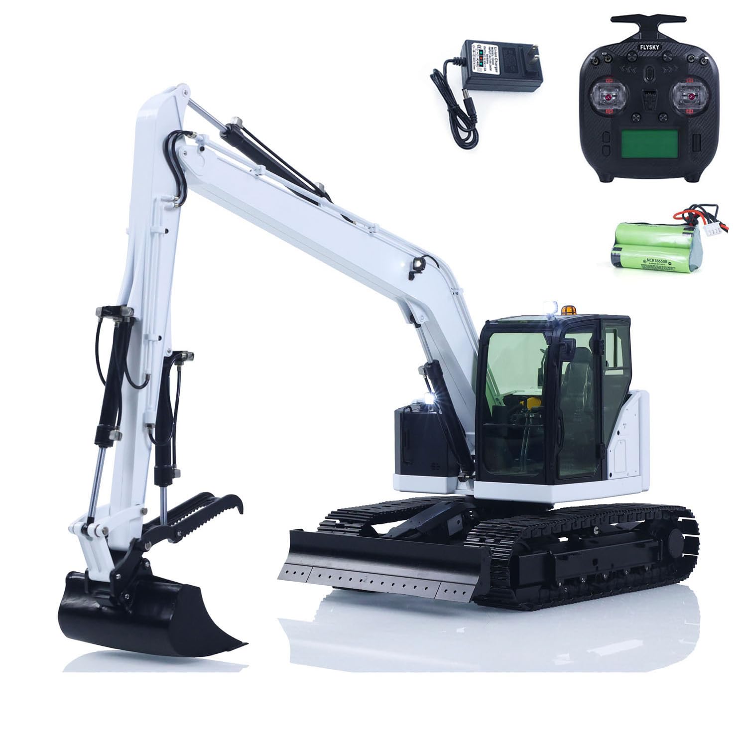TOUCAN RC HOBBY Escavatore idraulico radiocomandato 1/14 C308 RC, braccio allungato, 4 valvole, 30 A, ESC senza spazzole, pala in metallo CNC, cambio rapido RTR